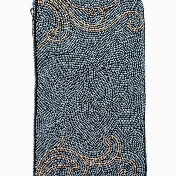 MARY FRANCES Mariposa Beaded Butterfly with Blue Crossbody Phone Bag - Picture 2 of 4